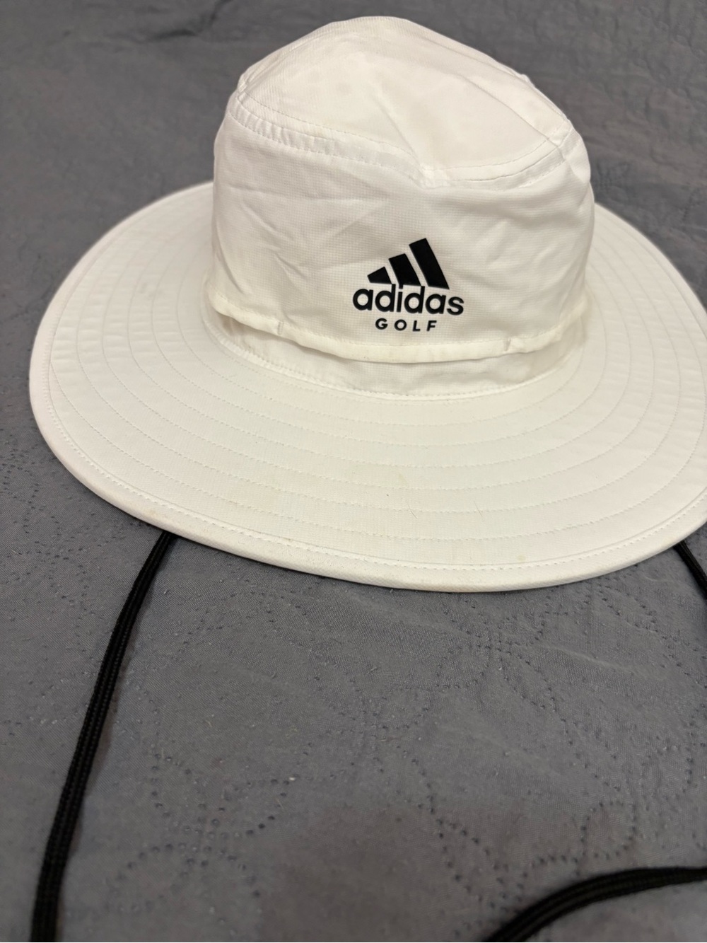 adidas White Wide-Brim Golf Hat with Black Logo